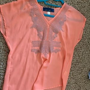 Blue Rain- Peach Blouse Size S